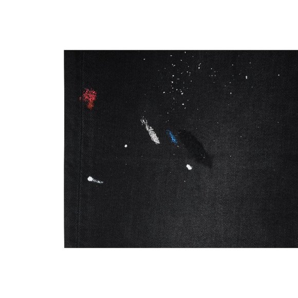 Amiri Mens Paint Splatter Broken Knee Blowout Distressed Skinny Jeans - Picture 7 of 10